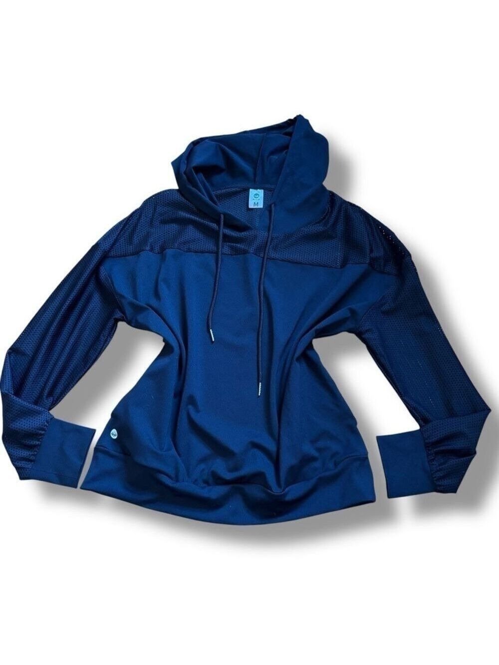 Senita Black Mesh Workout Athletic Oversized Hoodie - Medium
